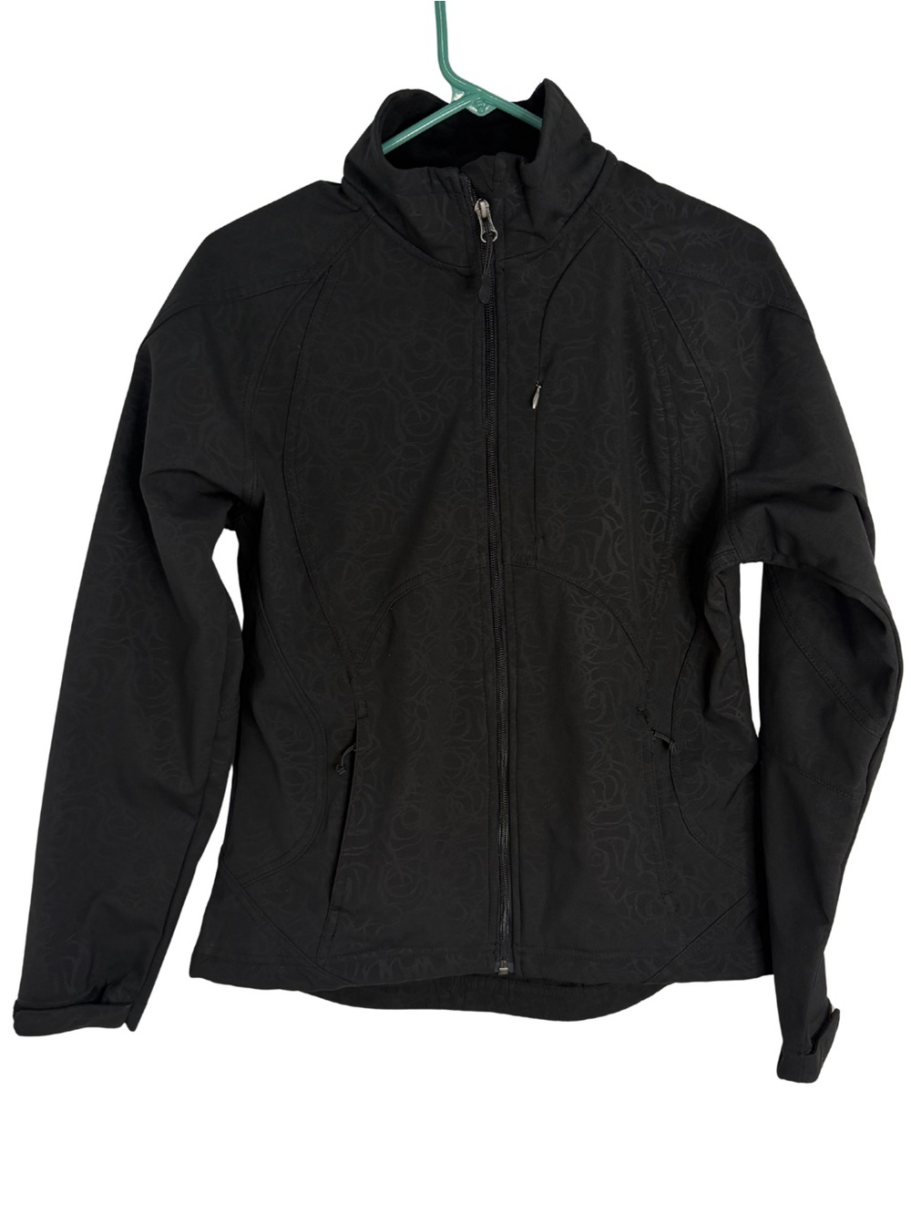 Double Diamond Black Softshell Long Sleeve Fleece Lined Jacket Size Medium